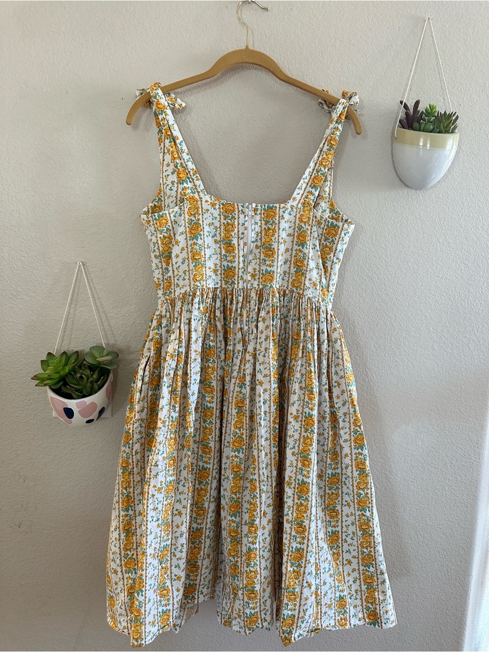 Yellow Floral Tie-Shoulder Sundress - Picture 5 of 7